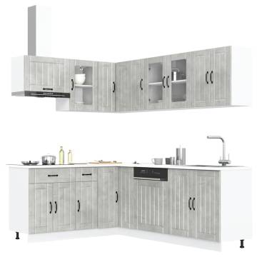 11 Piece Kitchen Cabinet Set - Lucca Concrete Grey Engineered Wood