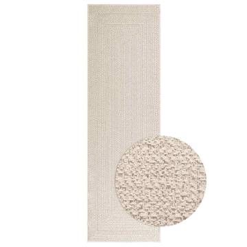 Rug ZIZUR Cream 80x250 cm - Durable Jute Look Indoor & Outdoor