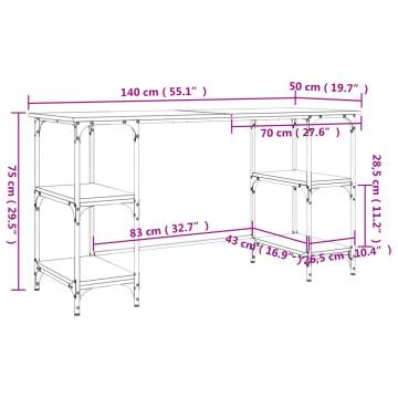 Desk Brown Oak 140x50x75 cm - Stylish & Durable Workspace