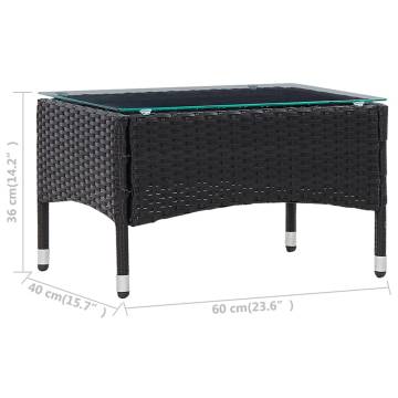 Stylish Black Coffee Table 60x40cm - Poly Rattan Furniture