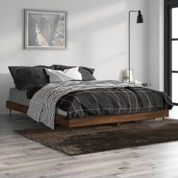 Brown Oak Bed Frame 135x190 cm Double | Durable & Stylish