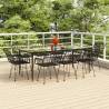 9 Piece Garden Dining Set Black Poly Rattan Colour black Size 200 x 100 x 74 cm Number of 8 