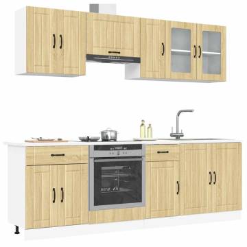 8 Piece Kitchen Cabinet Set - Kalmar Sonoma Oak - HipoMarket