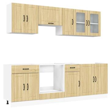 8 Piece Kitchen Cabinet Set - Kalmar Sonoma Oak - HipoMarket