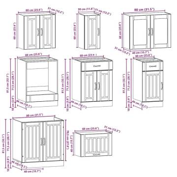 8 Piece Kitchen Cabinet Set - Kalmar Sonoma Oak - HipoMarket