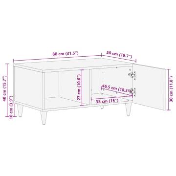 Coffee Table 80x50 cm - Solid Wood Mango, Stylish & Functional