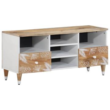 TV Cabinet 100x33.5x46 cm - Solid Mango Wood Storage