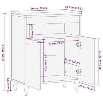 Solid Wood Mango Sideboard - 60x33.5x75 cm | Hipo Market