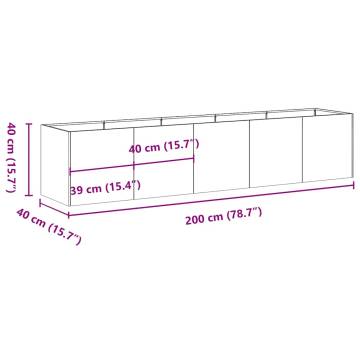 Planter Rusty 200x40x40 cm - Durable Weathering Steel Design