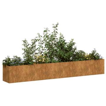 Rusty Planter 280x40x40 cm - Weathering Steel for Outdoor Spaces