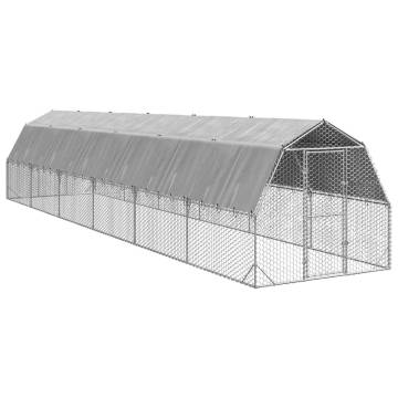 Durable Chicken Run with Roof - 2.5x12x2.25m Galvanised Steel