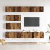 6 Piece Wall-Mounted TV Cabinet Set - Old Wood Finish