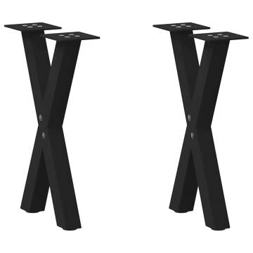 X-Shaped Coffee Table Legs - 2 pcs Black Steel | HipoMarket UK