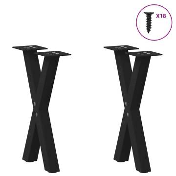 X-Shaped Coffee Table Legs - 2 pcs Black Steel | HipoMarket UK