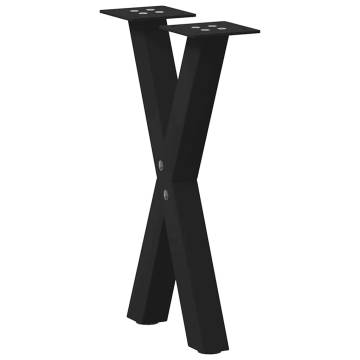 X-Shaped Coffee Table Legs - 2 pcs Black Steel | HipoMarket UK