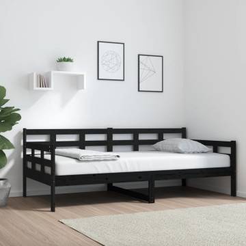 Day Bed Black Solid Wood Pine 90x190 cm | Hipomarket UK