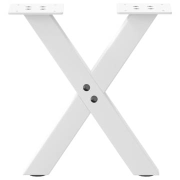 X-Shaped Coffee Table Legs, White | Durable Steel - 2 pcs