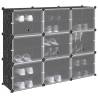 Storage Cube Organiser with 9 Cubes & Doors - Black PP