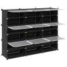 Storage Cube Organiser with 9 Cubes & Doors - Black PP