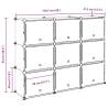 Storage Cube Organiser with 9 Cubes & Doors - Black PP