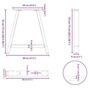 A-Shaped Coffee Table Legs - White Steel 80x(72-73) cm | HipoMarket