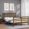 Stylish Honey Brown Bed Frame with Headboard - 140x200 cm