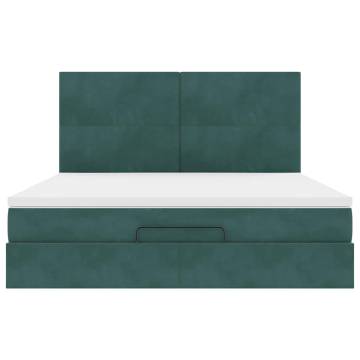 Dark Green Ottoman Bed with Mattress - 180x200cm Velvet