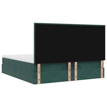 Dark Green Ottoman Bed with Mattress - 180x200cm Velvet