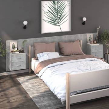 Wall-mounted Bedside Cabinets 2 pcs Concrete Grey | Hipo Market