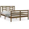 Stylish Honey Brown Bed Frame with Headboard - 140x200 cm