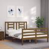 Stylish Honey Brown Bed Frame with Headboard - 140x200 cm