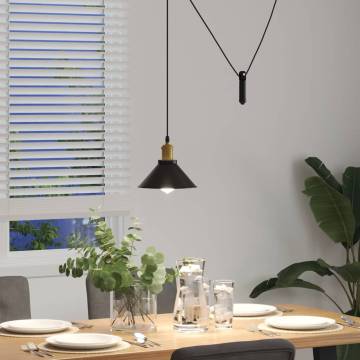 Height Adjustable Gloss Black Pendant Lamp - E27 | HipoMarket