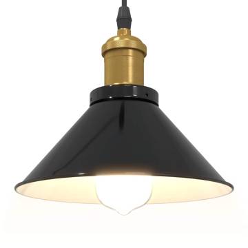 Height Adjustable Gloss Black Pendant Lamp - E27 | HipoMarket