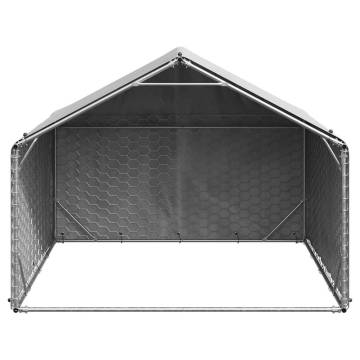 Outdoor Dog Kennel with Cover - 2x2x1.5m Galvanised Steel