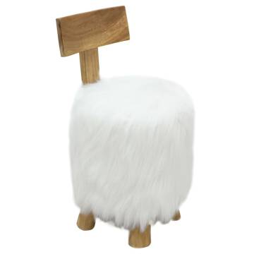 Stool White Solid Teak Wood - Modern & Comfortable Seating