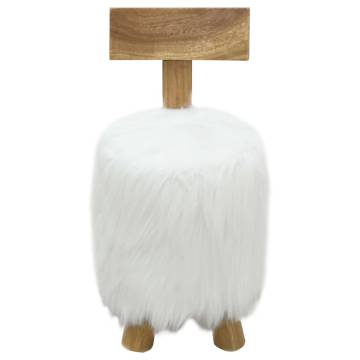 Stool White Solid Teak Wood - Modern & Comfortable Seating