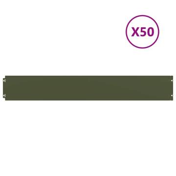 Lawn Edgings 50 pcs | Olive Green Cold-rolled Steel 15x103 cm