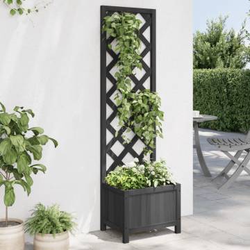 Planter with Trellis - Black Solid Wood Fir | HipoMarket