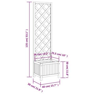 Planter with Trellis - Black Solid Wood Fir | HipoMarket