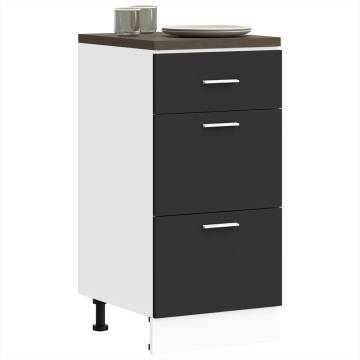 Bottom Cabinet Black 40x46x81.5 cm - Durable Engineered Wood