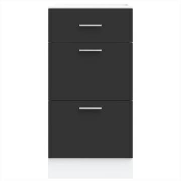 Bottom Cabinet Black 40x46x81.5 cm - Durable Engineered Wood