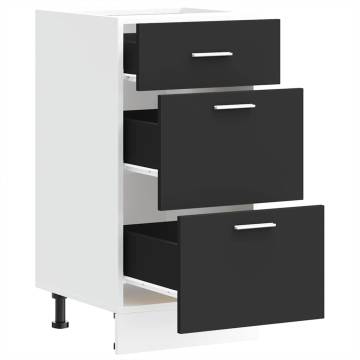 Bottom Cabinet Black 40x46x81.5 cm - Durable Engineered Wood