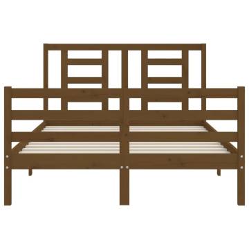 Stylish Honey Brown Bed Frame with Headboard - 140x200 cm