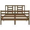 Stylish Honey Brown Bed Frame with Headboard - 140x200 cm