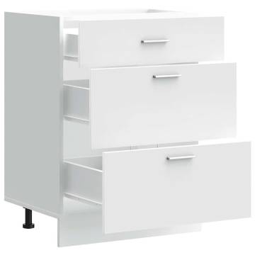 White Engineered Wood Kitchen Base Cabinet | Durable & Stylish