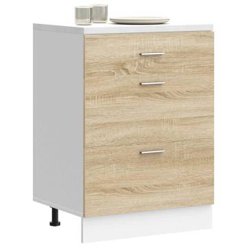 Sonoma Oak Kitchen Base Cabinet - Durable Engineered Wood