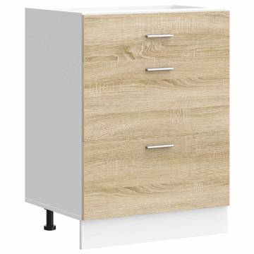 Sonoma Oak Kitchen Base Cabinet - Durable Engineered Wood