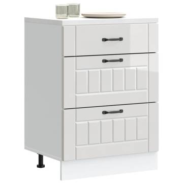 Lucca High Gloss White Kitchen Base Cabinet | Hipomarket