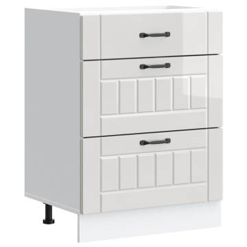 Lucca High Gloss White Kitchen Base Cabinet | Hipomarket