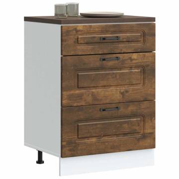 Kalmar Kitchen Base Cabinet - Smoked Oak Engineered Wood